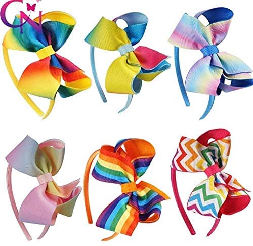 Hair band for girl - bow - colored ribbon - shaded - rainbow - original gift idea - light blue color - Image 4