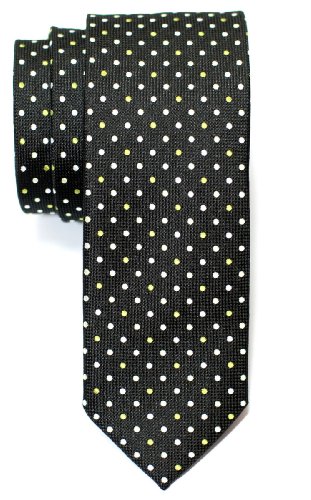Retreez Vintage Three-Colour Polka Dots Woven Skinny Tie Necktie - 5 Colors