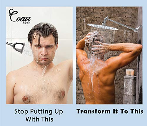 Coeur Designs 16-Inch Extra Long Shower Extension Arm. Solid Brass. Height/Angle Adjustable With A Unique Locking Gear For A Perfect Position Every Time. Holds All Showerhead Sizes!! #TOP1