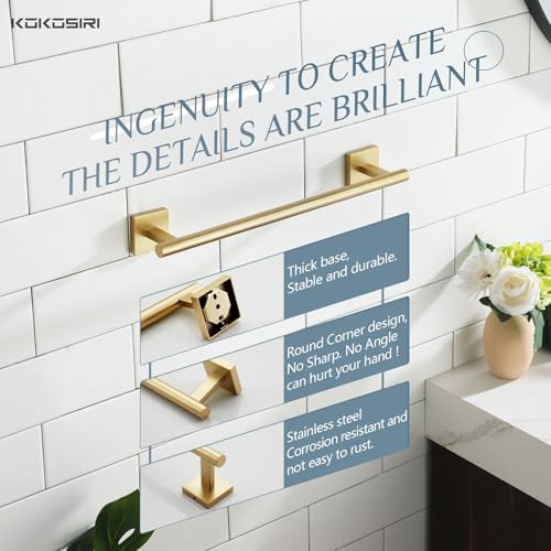Image of KOKOSIRI Hand Towel Bar Bathroom Towel Holder for Bath Kitchen Cabinet Towel Rails 16 Inch Brushed Gold Stainless Steel B4005BG-L16