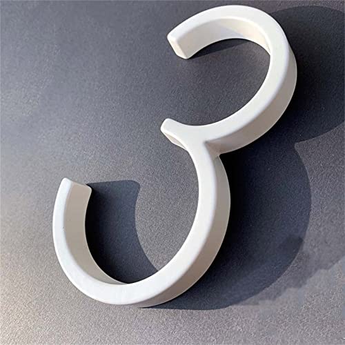 Números Placa Casa Flotante 3D 0-9 Letras AB Dash Sign 125mm Puerta Blanca Dirección Galvanoplastia Aleación Zinc Metal Número Calle Al Aire Libre para El Buzón Del Hogar Interior (3) Cover
