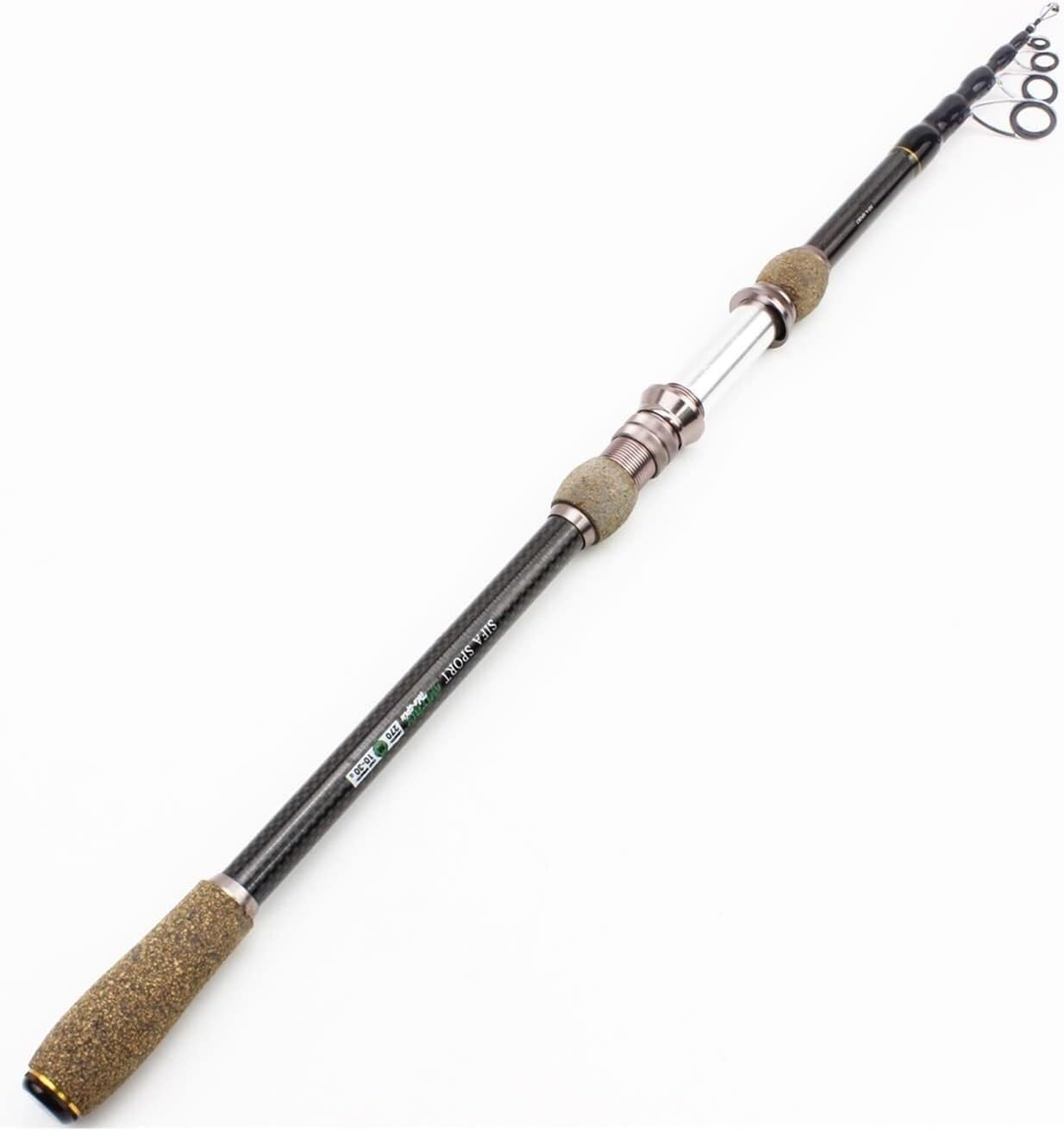 Canne à pêche portable ultra légère en carbone avec manche ergonomique en bois
