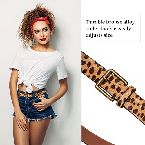 Womens Belts Leopard Print Belt for Women Genuine Suede Leather Waist Belts for Jeans4