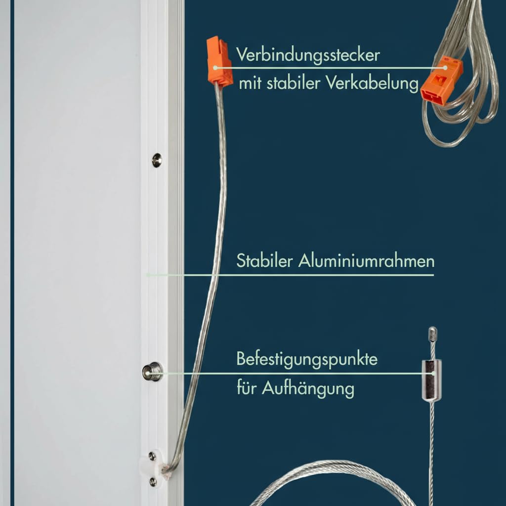 Jalama LED Pendelleuchte 120x30 cm – 40W, 4000 lm, 4000K Neutralweiß, Blendfrei UGR<19, Backlight, 50.000h Lebensdauer, Premium Lifud LED-Treiber, IP40, Seilaufhängung – Büro & Gewerbe Beleuchtung