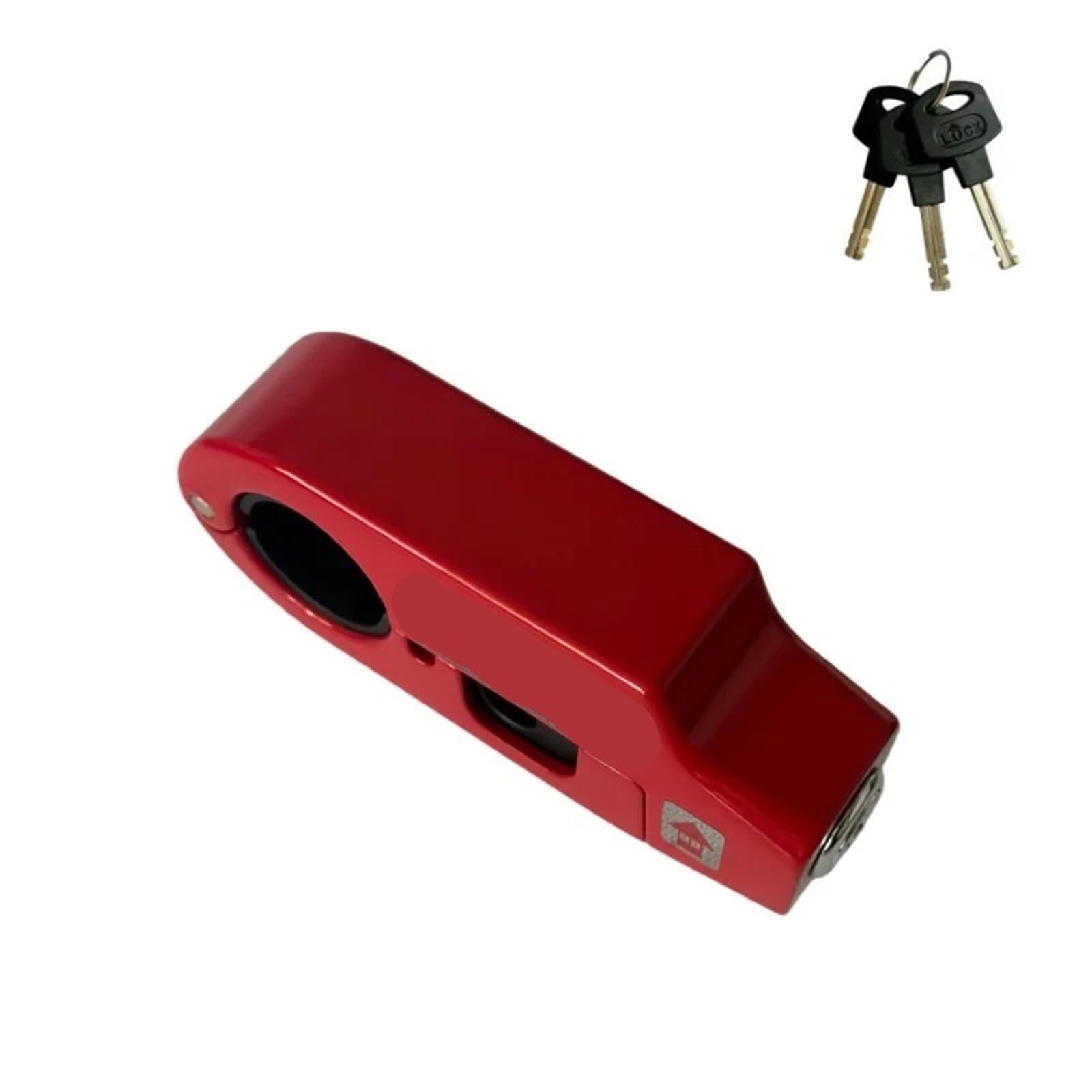 Chain Lock Anti-Theft Alarm Motorcycle Handlebar Lock Aluminum Alloy Brake Grip Bicycle Equipment Adjustable Motorcycle Handlebar Lock(6516 RED)