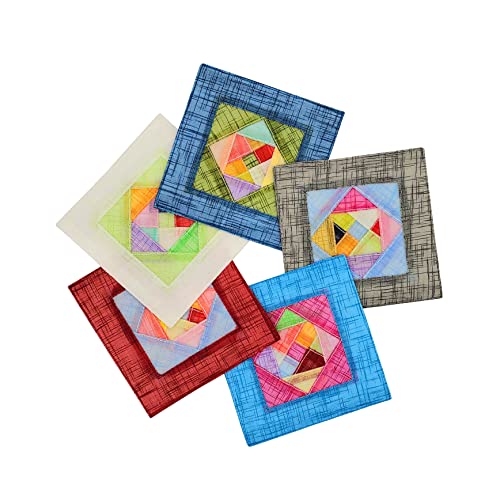 Make Buy Home Set of 5 Coasters for Tea with Holder Mosi Ramie with Korea Traditional Design Random 5 Colors (Square)