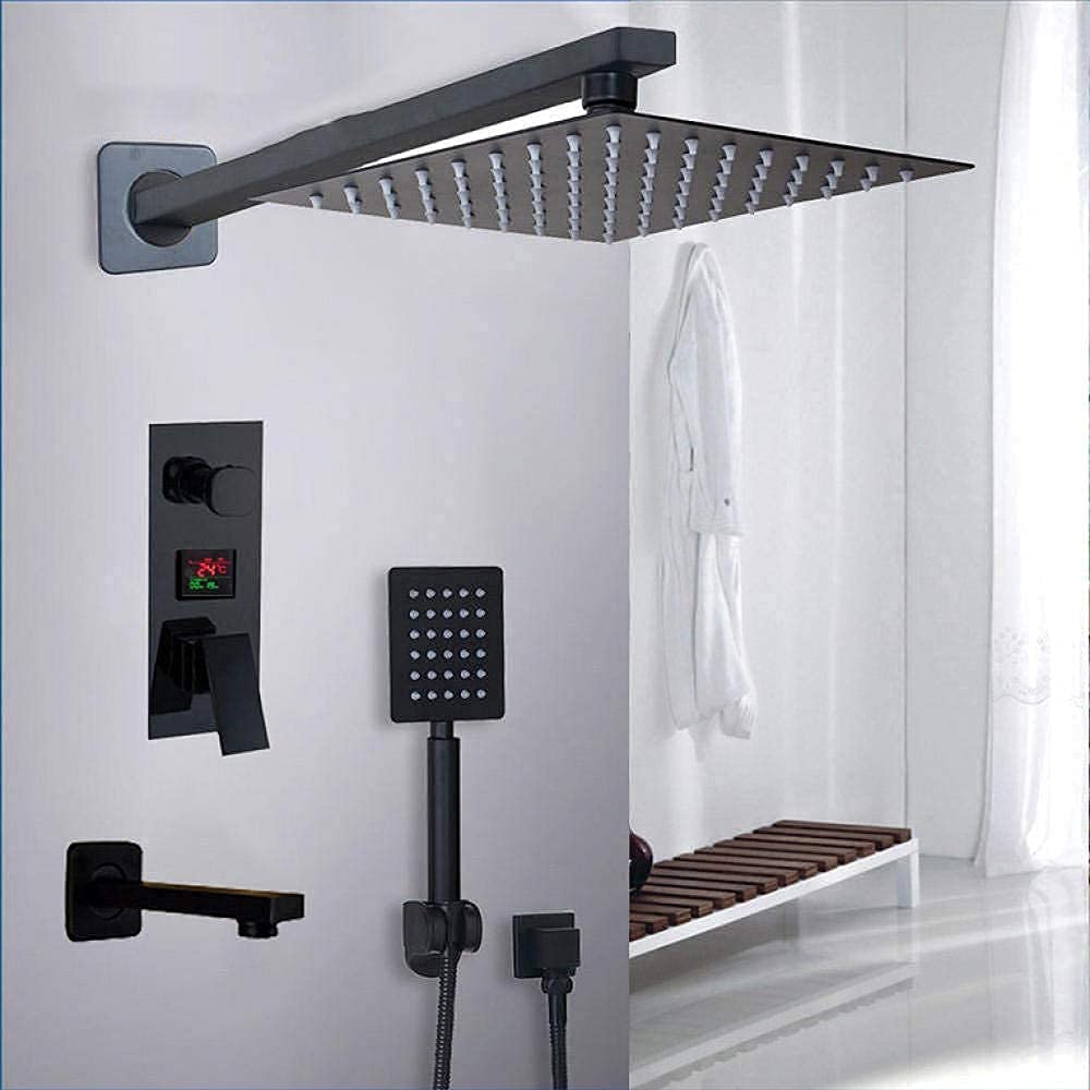 Robinet de douche noir à affichage numérique pour contrôler la température de l'eau