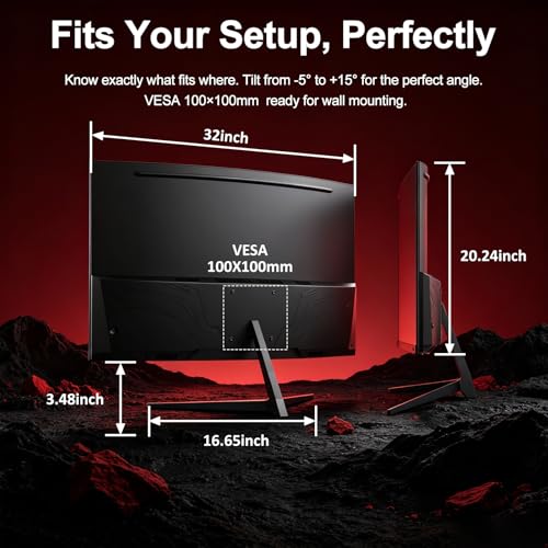 Image of Gawfolk 32 inch Curved Gaming Monitor 240Hz, 1800R Full HD 1080P Computer Monitor VA Panel, PC Screen with Freesync and Eye Care Technology, Wall Mountable
