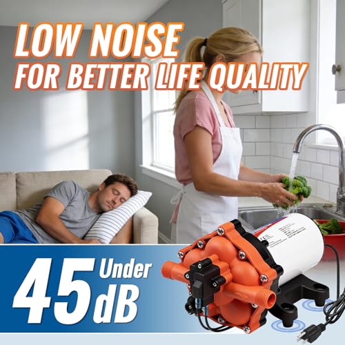Image of YOUNGTREE 55-Series 110V AC Fresh Water Diaphragm Pump 7GPM 70PSI 110volt 5-Chamber Water Pressure Washdown Pump On Demand with Pressure Switch for Irrigating, Home, Sprinkler, RV, Marine