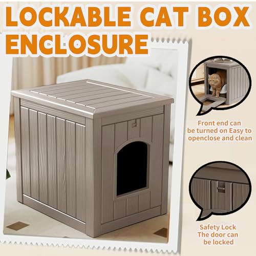Image of Cat Litter Box Enclosure,Grey