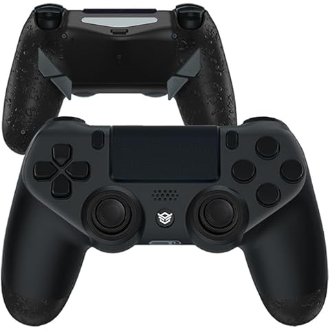 HEXGAMING NEW EDGE Wireless Controller Compatible with ps4-4 Back Buttons, 6 Profiles, Hair Triggers, Swappable Thumbsticks - Textured Black Cover
