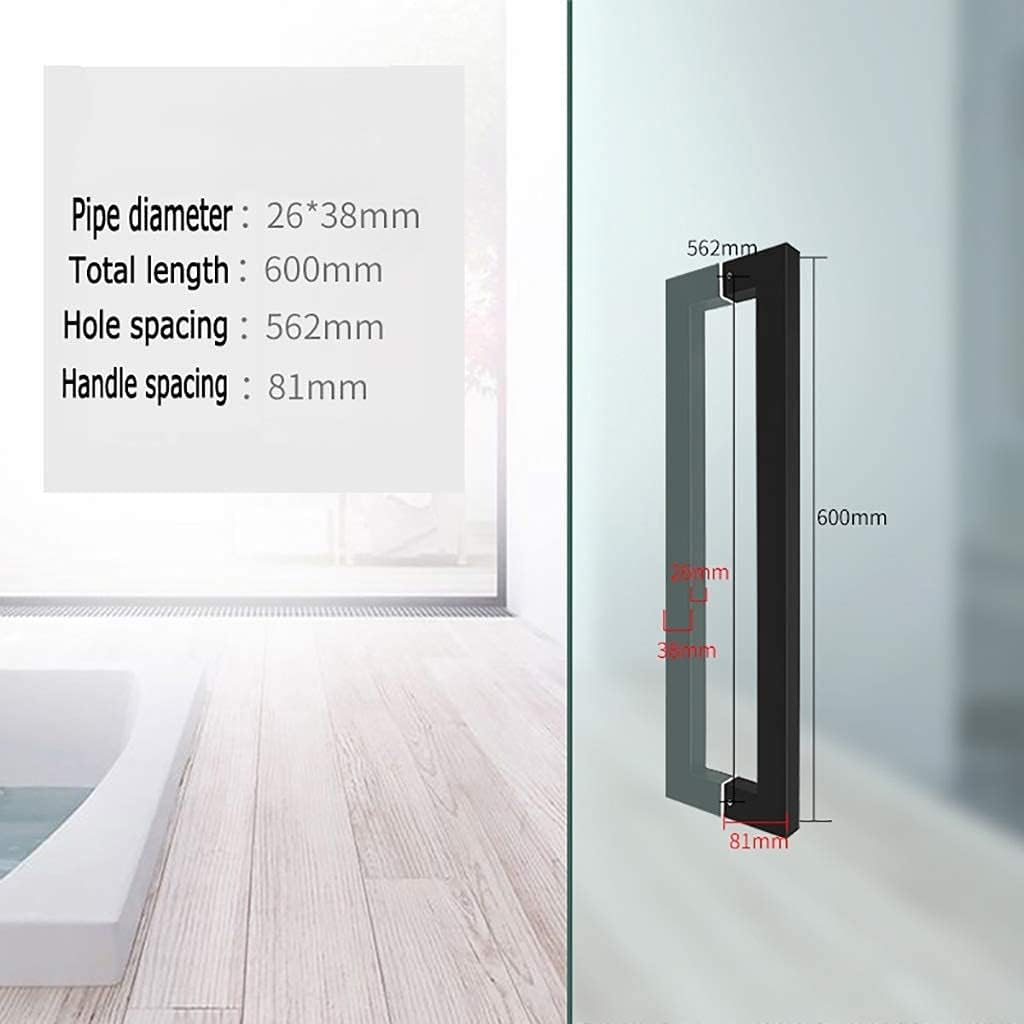 Outdoor Indoor Universal Stair Handrail,Black Heavy Duty Stainless Steel Square Tube Commercial Push-Pull Door Handle/Glass Door Handle/Barn Door Pull Handle - 6 Lengths,Length 1200Mm/47.2Inch,L