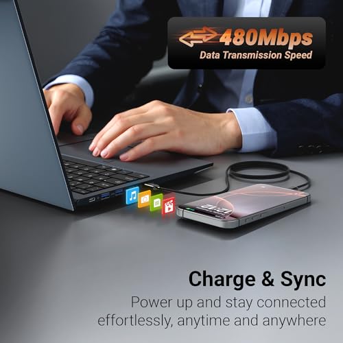 Image of Zebronics Type C - Type C Braided Cable, 60 Watts, Upto 480Mbps Data Sync, Fast Charging, 1 M, Compatible with iPhone 15 & 16 Series, iPad, MacBook, Samsung, Android (Wattz 60CC5, Black)