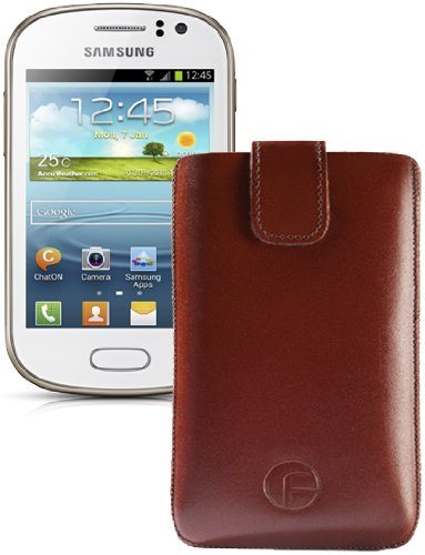 Favory Étui de protection en cuir avec languette d'extraction pour Samsung Galaxy Fame Lite (S6790N) Marron