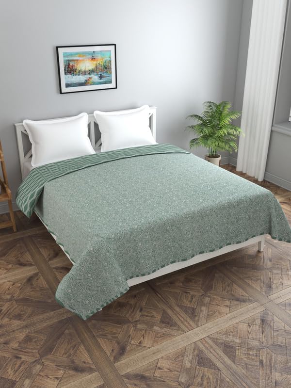 Image of Florida Diva Cotton Reversible Dohar Topsheet for Double Bed Made for All Season Blanket Throws with Floral Print