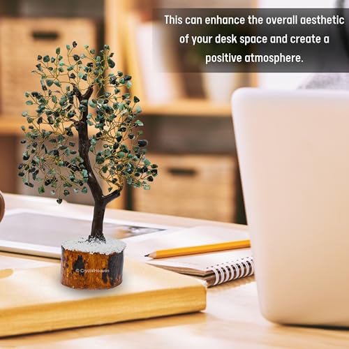 Image of Certified Emerald Crystal Tree for Good Luck - Healing Crystals Money Tree for Wealth, Positive Energy at Home Office - Decorative Spiritual Gifts for Vastu, House Warming