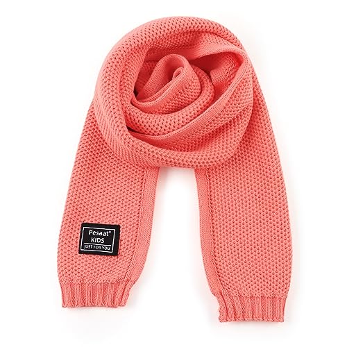 Image of PESAAT Kids Winter Infinity Scarf Knit Cotton Toddler Boy Girls Scarves