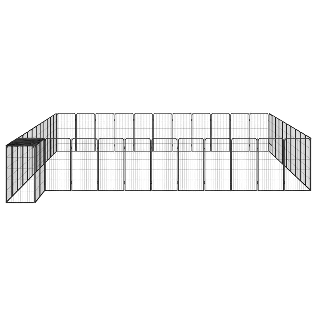 46-TLG. Parque para perros de acero con recubrimiento en polvo, 50 x 100 cm, color negro con techo, parque seguro para cachorros y perros, plegable, ampliable, ideal para jardín, exterior e