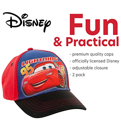 Disney Boys Cars Lightning Mcqueen Cotton Baseball Cap 2 Pack (Ages 2-7), Size 4-7 Years, Cars Red And Black #TOP2