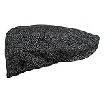 Wonderful Fashion Men's Classic Herringbone Tweed Wool Blend Newsboy Ivy Hat (Large/X-Large, Charcoal) - Image 4