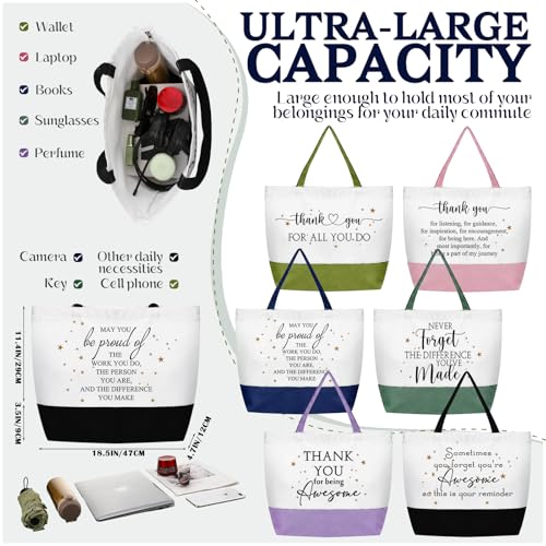 Image of 6 Pcs Thank You Canvas Bag Employee Appreciation Gift Reusable Grocery Bag Housekeeping Week Gift for Women Coworker