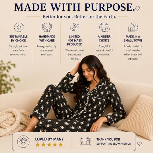Image of Huar Cotton Pajamas Set for Women - Luxurious Cotton Womens Pajama Sets - Comfortable Christmas PJ Set, Breathable & Light Pj