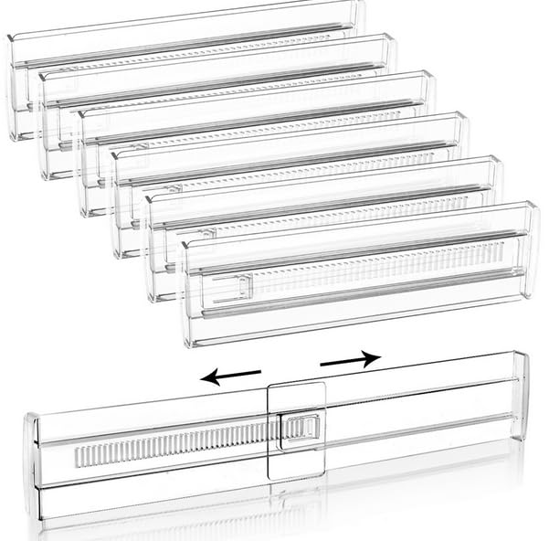 WEFHEF 8 Stück Schubladentrenner Verstellbar, 28,5-50,5cm Transparente Schubladenteiler Geeignet Schubladen Organizer Kleiderschrank Organizer Schubladen Trennsystem für Schlafzimmer, Kommode, Küche
