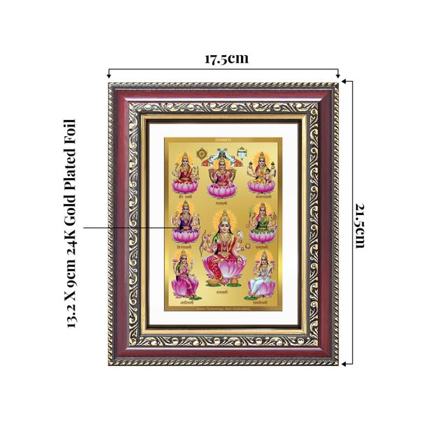 Image of DIVINITI Ashta Lakshmi | Eight Forms of Goddess Lakshmi Tabletop and Wall Frame in 24K Gold Plated Foil