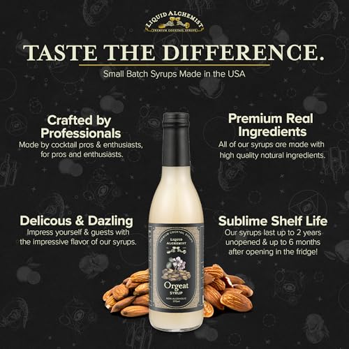 Image of Liquid Alchemist Orgeat Syrup for Cocktails - Real Ingredients Make Our Almond Syrup the Perfect Mai Tai Mix - Non-GMO, Gluten Free & Vegan (12.7 oz)