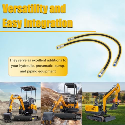 Image of 2PCS Excavator Diverter Valve Hoses for 1-2 ton Chinese Mini Excavator, 32 Inch Excavator Hydraulic Diverter Valve Flexible Hoses Fits M14 Hose, 1 /4in Interface, 60MPa 8702PSI