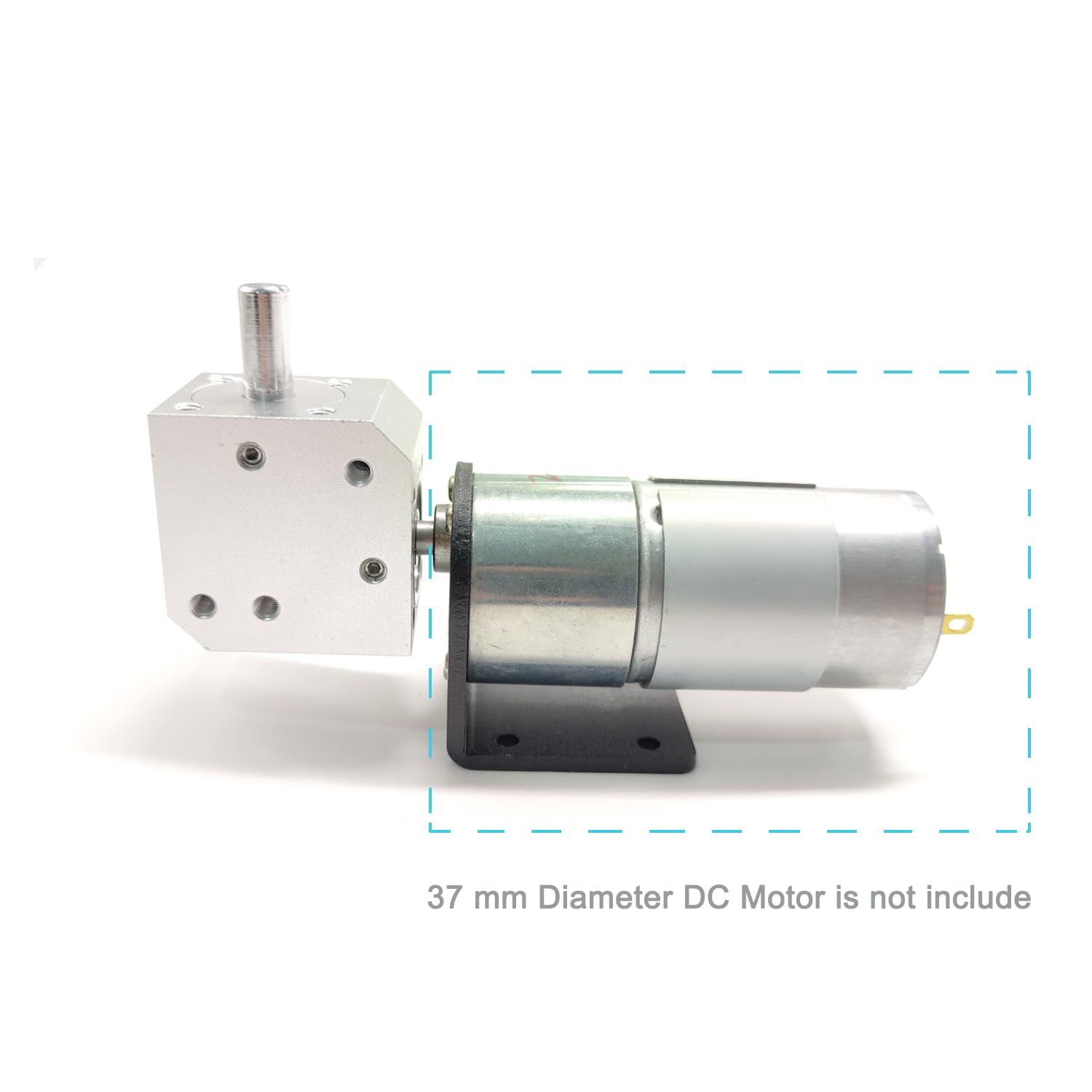 1:1 Mini Right Angle Gearbox for 37mm Diameter DC Motor 1M 20T 6mm Bore Input 90 Degree Gearbox