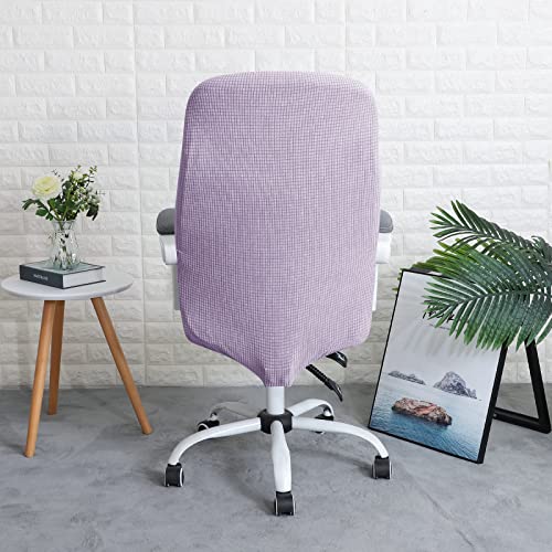 Image of FORCHEER Office Chair Cover Water Repellent Jacquard Armrest Swivel Chair Slipcovers Removable Stretch Universal Computer Chair Cover L with Chair Arm Cover 2P-Purple