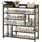 Bamworld Shoe Rack for Front Door Entrance Bamboo Shoe Organizer with Storage Box Free Standing Shoe Cabinet Wooden Shoe Storage Shelf for entryway, Closet and Doorway (Dark Brown)