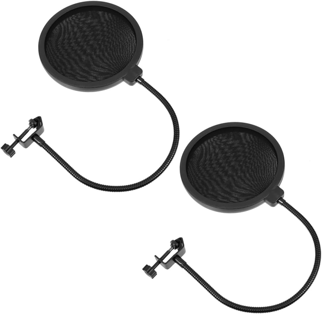 2pcs Handheld Microphone Windscreen Shield Clip Stabilizing Arm Dual-layer Filter for Recording Live Broadcast and Ktv Easy to Install Design