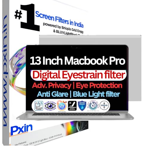 Image of PxIn 13 Inch Macbook Pro (2018-2025) Eye Comfort Shield with Adv Privacy | Anti-Glare | No UV | Anti Blue | Magnetic /Pro Version | Laptop Privacy Filter