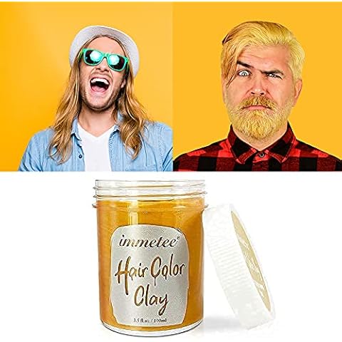 immetee Temporary Hair Wax Colour, Hair Dye Wax for Kids Adult, DIY Hair Color for Party, Cosplay Halloween Christmas Makeup,Wash Out Easily. (3.5 Fl oz/100ml) (yellow) Cover