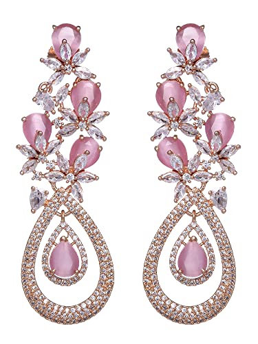 Image of Karatcart Women Silver Plated Blue American Diamond Studded Jhumki Earrings