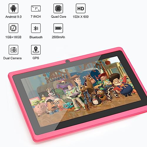 Haehne Tablet 7 Zoll, Android 9 Betriebssystem Tablet PC, Quad Core Prozessor, 1GB RAM + 16GB ROM, 1024 * 600 HD IPS, WiFi, 2500mAh, Bluetooth, Schwarz – Bild 4