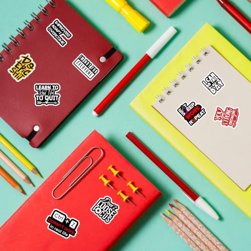 Image of Motivational Quote Vinyl Waterproof Stickers Pack of 70 for Laptop, Water Bottle, Notebook, Journal, Phone Case, Helmet & Luggage | Inspirational Success Mindset Typography Decal Pack