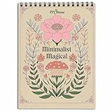 TPLHOUSE Minimalist Magical Coloring Book Spiral Bound for Adults, Premium Cover, 30 Coloring Pages of Simple Magical Patterns, Easy Mandalas, Floral Illustrations for Stress Relief and Relaxation