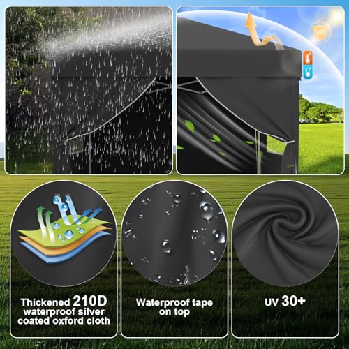 Devoko 3m x 3m Pop Up Garden Gazebo with Sides, Easy Setup Waterproof Marquee Tent with 4 Removable Panels, UV 50+ Canopy, Adjustable Height, Folding Outdoor Shelter for Camping, Events, Grey - Image 4