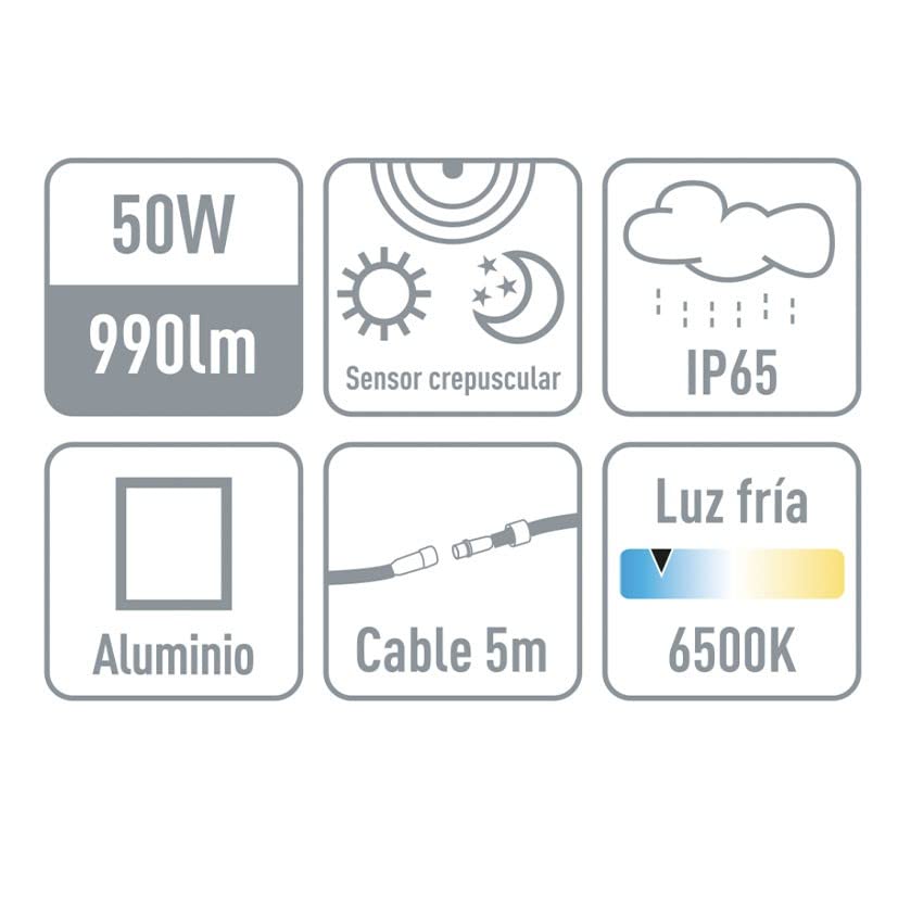 DUOLEC Proyector Solar led Mercurio 100w ip65