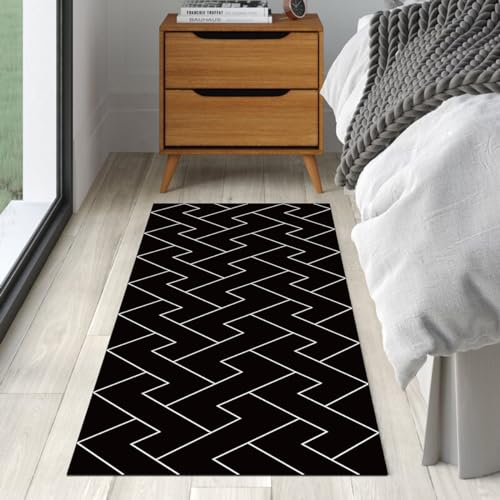 Tapis de couloir antidérapant grand format lavable en polyester noir - 4