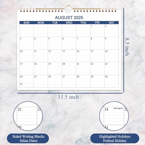 calendar 2025-2026 - wall calendar runs now to dec 2026-16 months calendar planner with thick paper for planning and organizing for home or office blue hanging calendars 85 x 11 inches