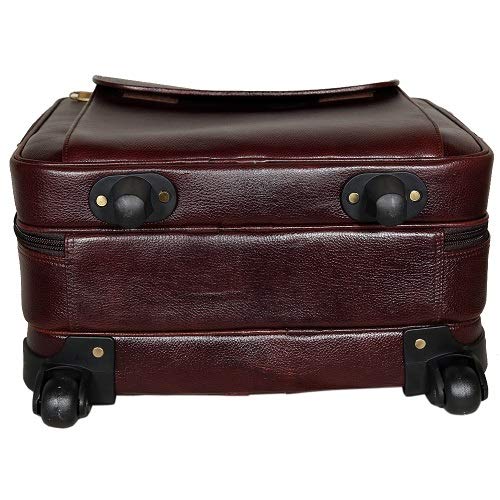 HYATT Leather Accessories Men's Leather Cabin Size Travelling Suitcase Luggage Trolley Bag (Brown, 42 L) 7 51YWhyBJ7RL