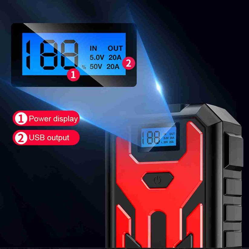 Arrancador de Baterías para Coche 15000mAh, Arrancador 12V para Motores Gasolina 5.0L y Diésel 2.5L, 400A Pico, Power Bank con Linterna LED y 8 Sistemas de Protección