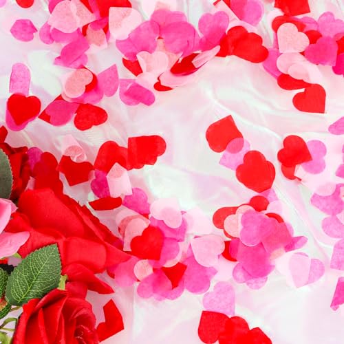 Image of FOIMAS 6000pcs Heart Paper Confetti,Valenitine's Dday Heart Tissue Paper Confetti for Valentine's Day Wedding Baby Shower Party Decoration