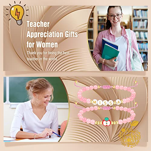 Teacher Gifts For Women Bracelets For Teen Girls Unique Braided Letter Miss F Back To School Initial Link Bracelet Adjustable Handmade Birthday Christmas Jewelry #TOP3