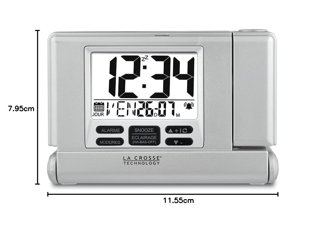 La Crosse Technology WT525 Projektionswecker mit USB-Anschluss, Grau