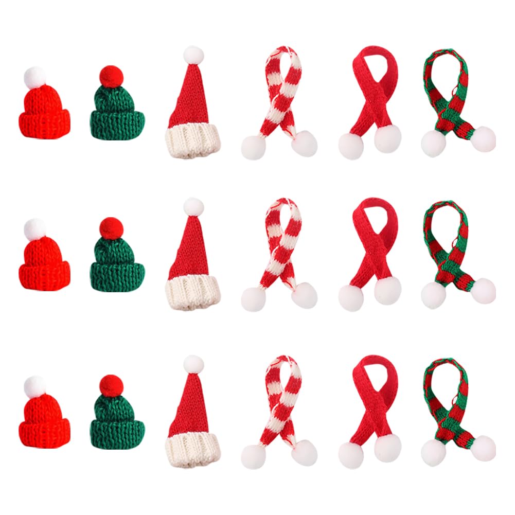 18 Pcs Mini Christmas Hats and Scarves for Small Doll Wine Bottle